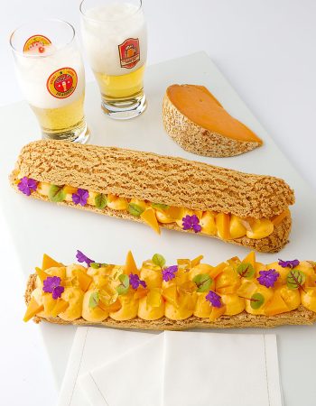 Éclair mit Mimolette Isigny und Bier